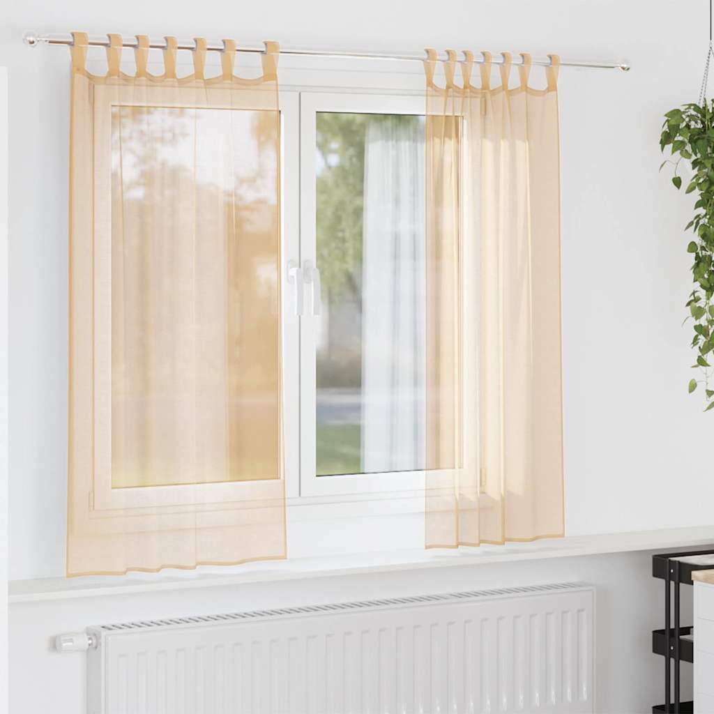 vidaXL Perdele Voile cu Bucle 2 buc Nisip 140x175 cm vidaXL Perdele Voile cu Bucle 2 buc Nisip 140x175 cm