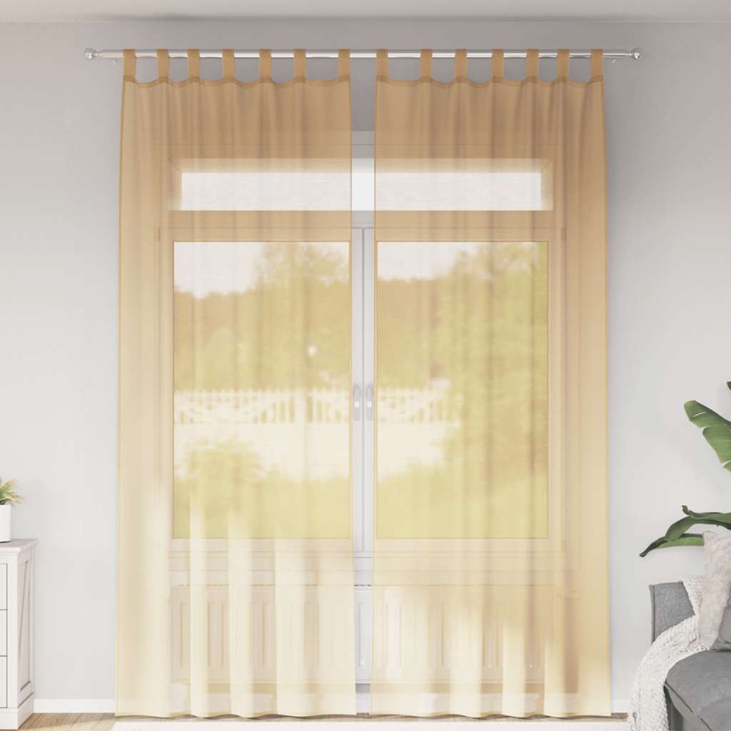 vidaXL Perdele Voile cu Bucle 2 buc Nisip 140x260 cm vidaXL Perdele Voile cu Bucle 2 buc Nisip 140x260 cm