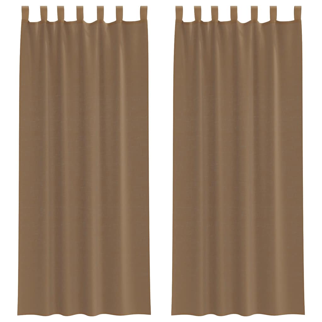 vidaXL Perdele Voile cu Bucle 2 buc Maro Deschis 140x260 cm vidaXL Perdele Voile cu Bucle 2 buc Maro Deschis 140x260 cm