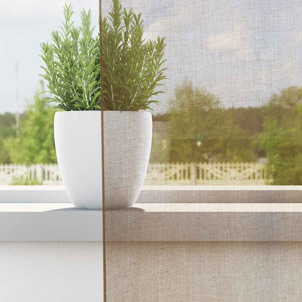 vidaXL Perdele Voile cu Bucle 2 buc Maro Deschis 140x260 cm vidaXL Perdele Voile cu Bucle 2 buc Maro Deschis 140x260 cm