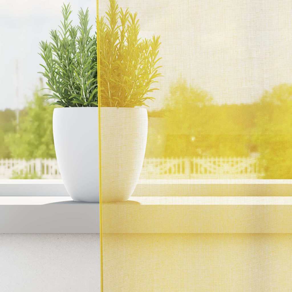 vidaXL Perdele Voile cu Bucle 2 buc Galben 140x175 cm vidaXL Perdele Voile cu Bucle 2 buc Galben 140x175 cm