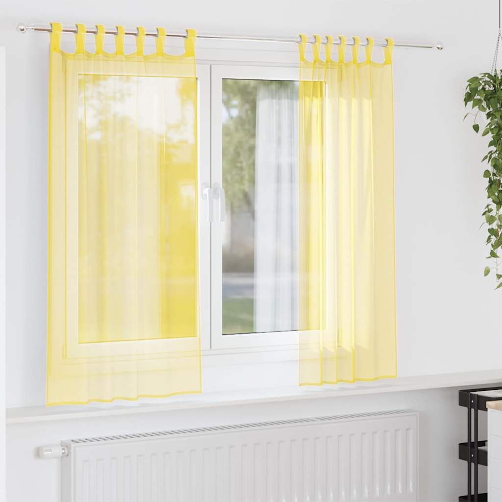 vidaXL Perdele Voile cu Bucle 2 buc Galben 140x175 cm vidaXL Perdele Voile cu Bucle 2 buc Galben 140x175 cm