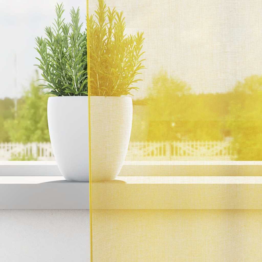 vidaXL Perdele Voile cu Bucle 2 buc Galben 140x245 cm