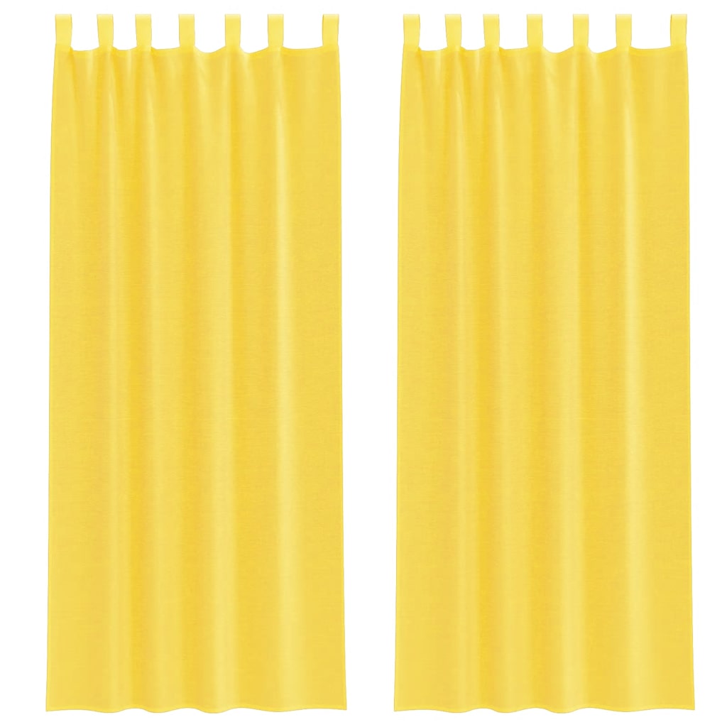 vidaXL Perdele Voile cu Bucle 2 buc Galben 140x260 cm vidaXL Perdele Voile cu Bucle 2 buc Galben 140x260 cm