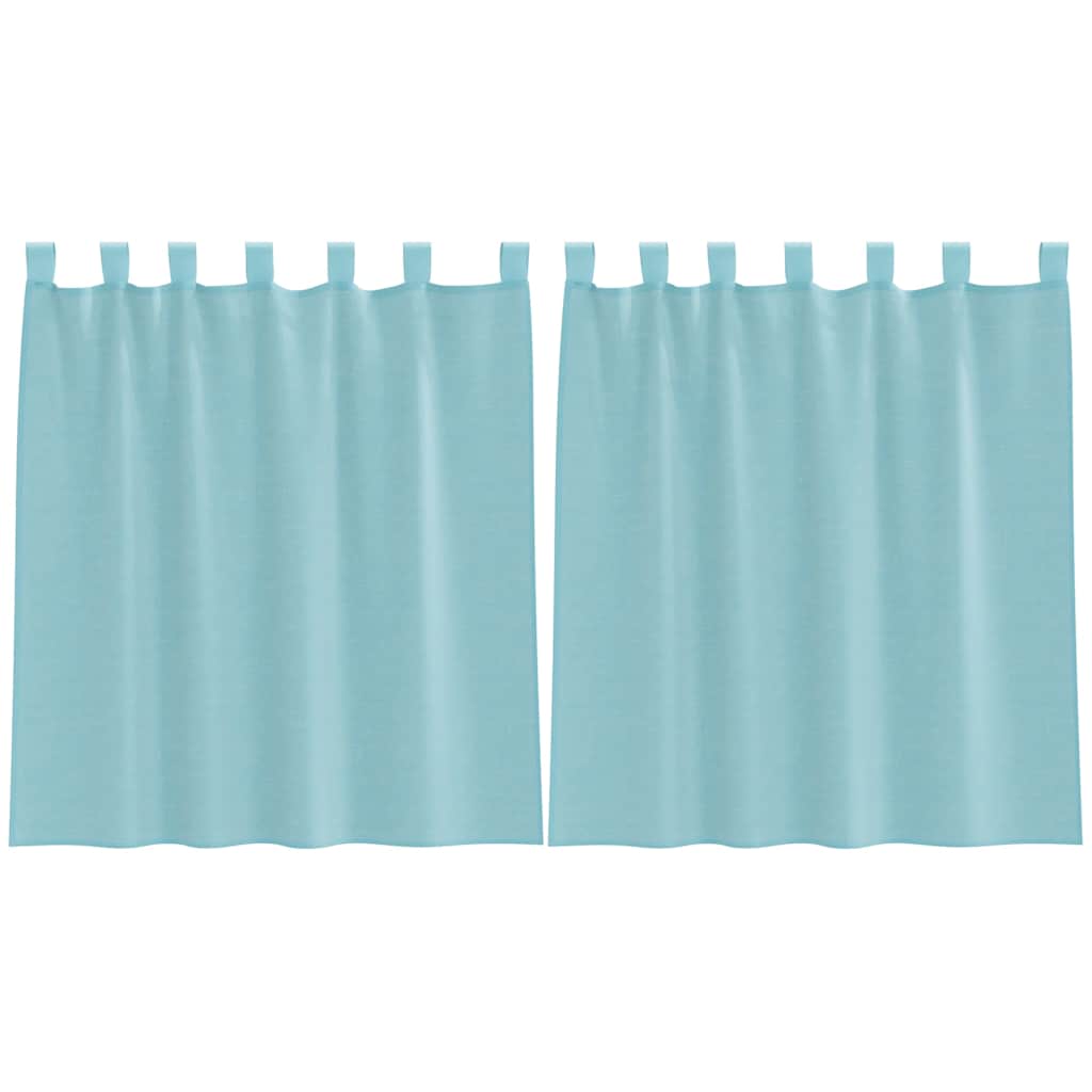vidaXL Perdele Voile cu Bucle 2 buc Turcoaz 140x140 cm vidaXL Perdele Voile cu Bucle 2 buc Turcoaz 140x140 cm