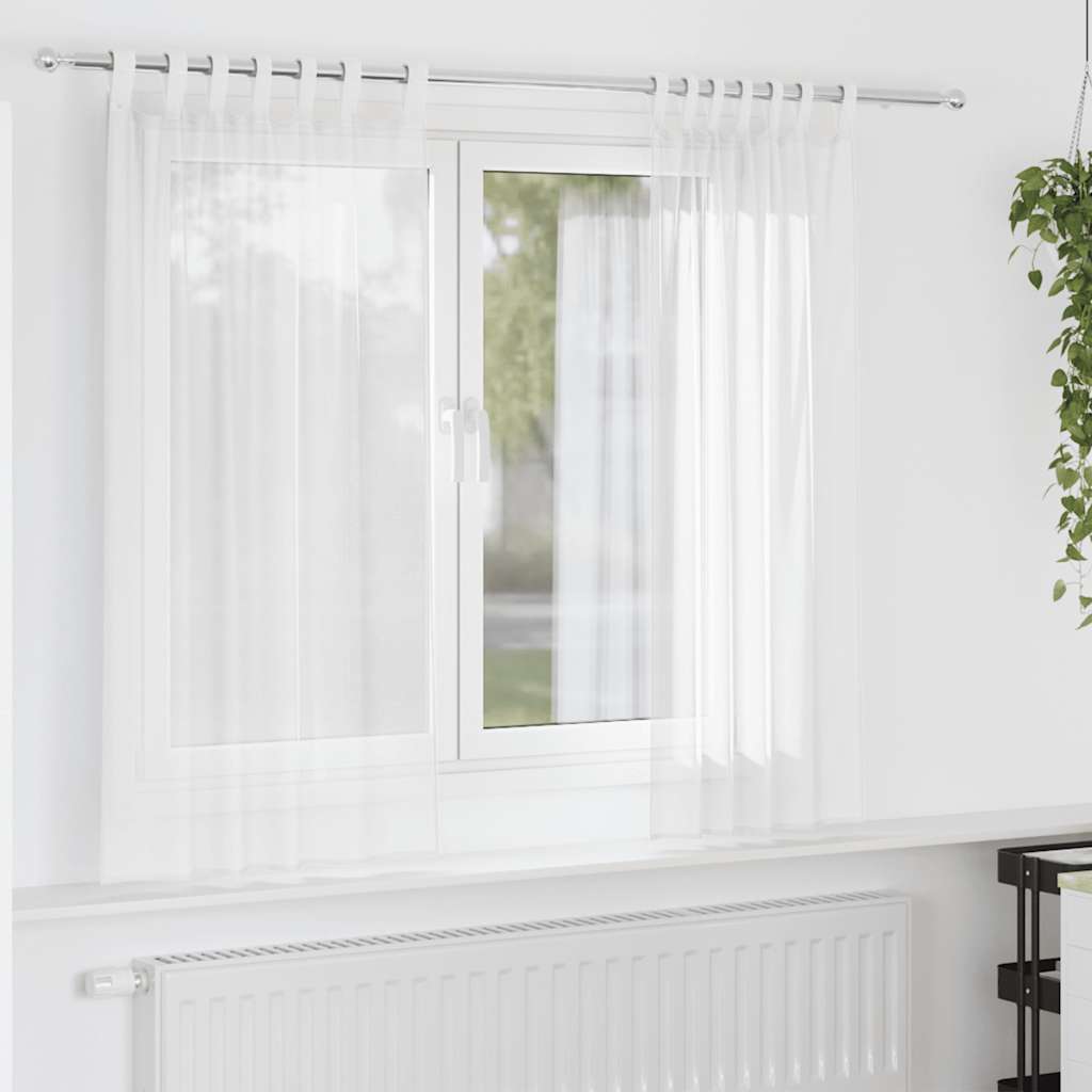 vidaXL Perdele Voile cu Bucle 2 buc Alb 140x175 cm