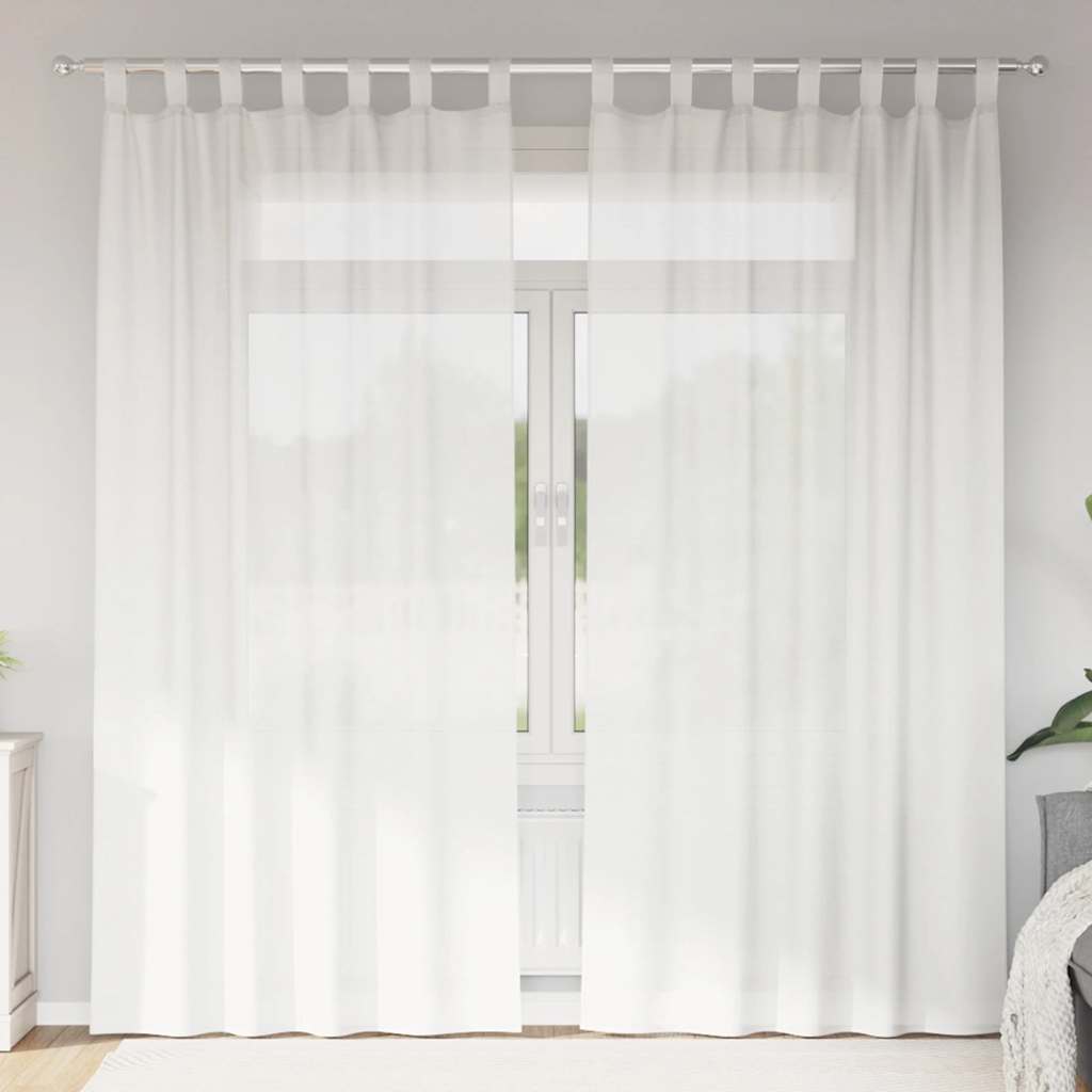 vidaXL Perdele Voile cu Bucle 2 buc Alb 140x245 cm