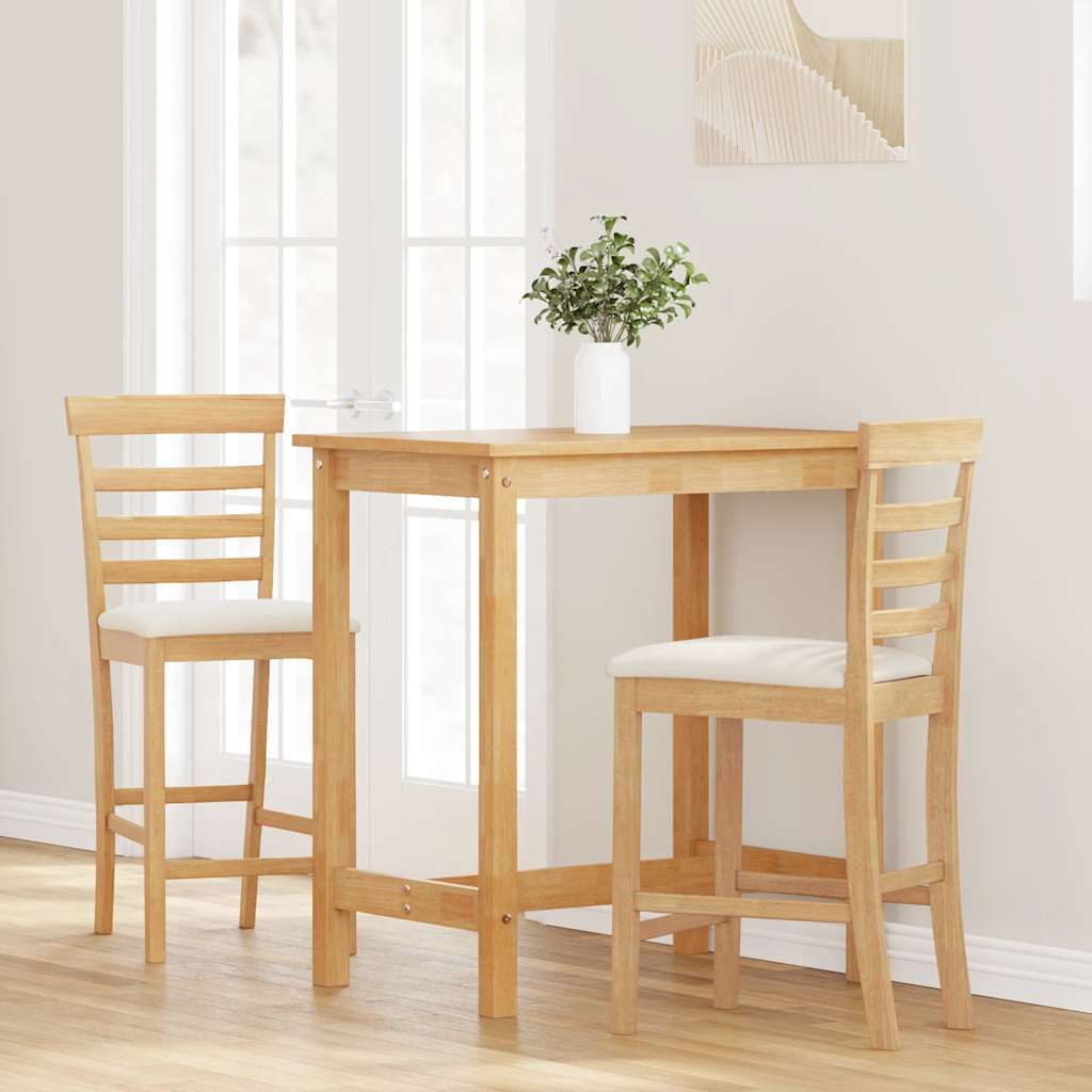 vidaXL Scaune de bar cu perne 2 buc din cauciuc din lemn masiv natural vidaXL Scaune de bar cu perne 2 buc din cauciuc din lemn masiv natural