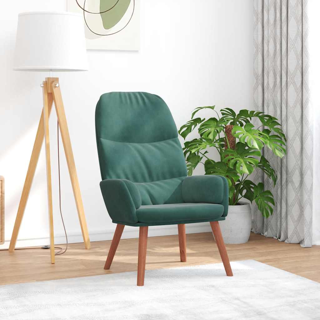 vidaXL Scaun de relaxare, verde închis, catifea vidaXL Scaun de relaxare, verde închis, catifea