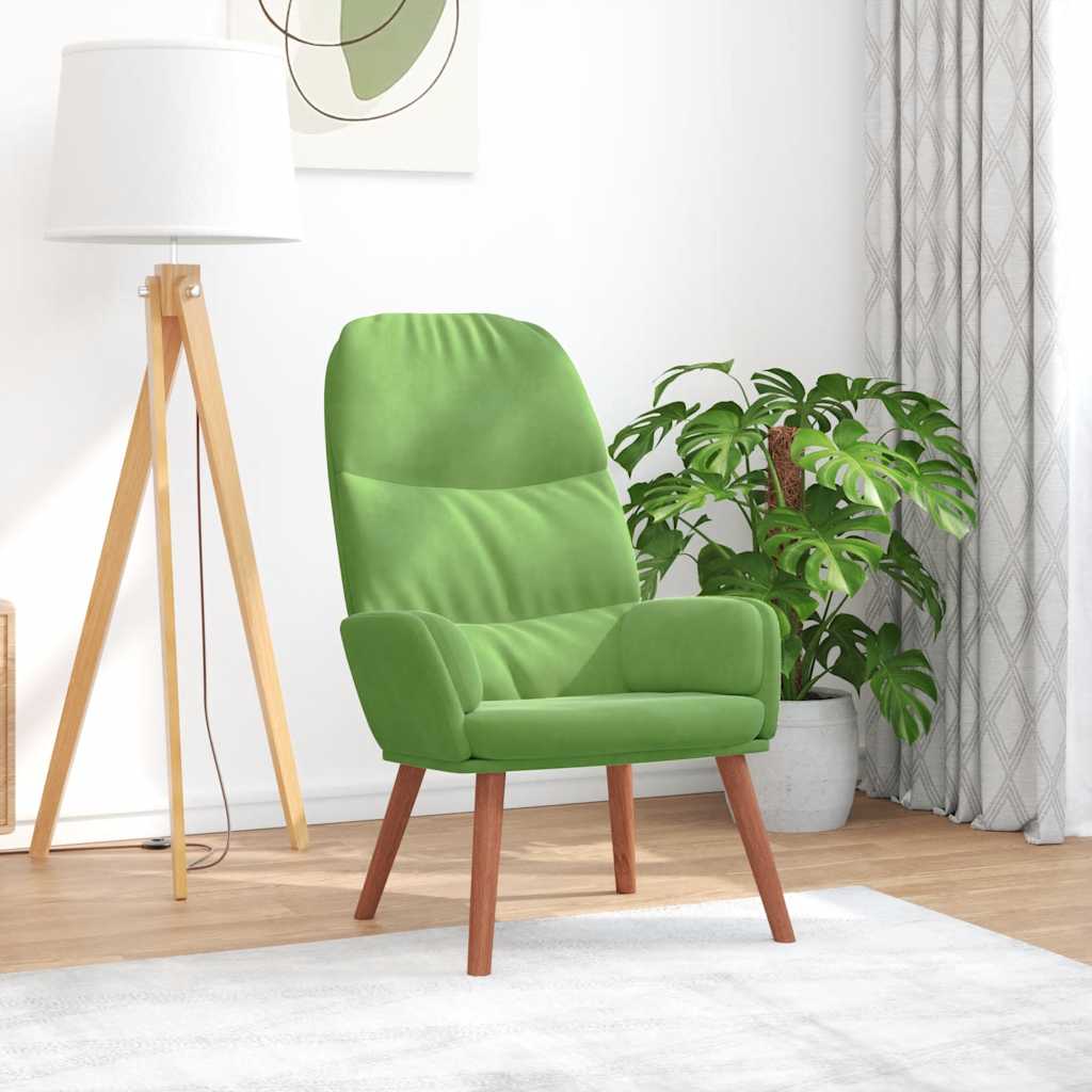 vidaXL Scaun de relaxare, verde deschis, catifea vidaXL Scaun de relaxare, verde deschis, catifea