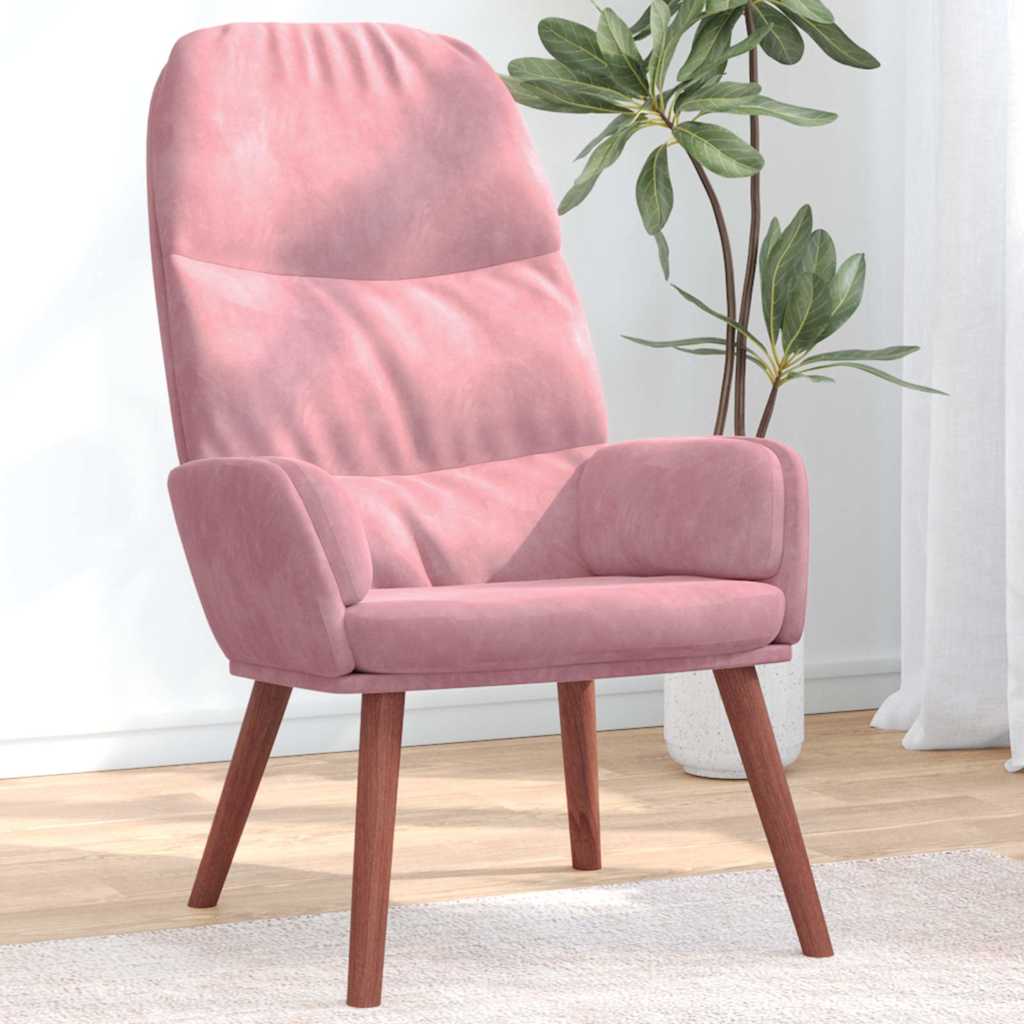 vidaXL Scaun de relaxare, roz, catifea vidaXL Scaun de relaxare, roz, catifea