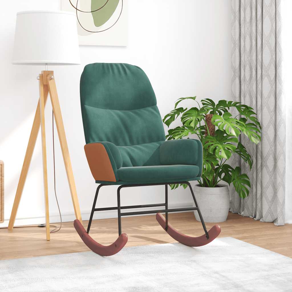 vidaXL Scaun balansoar, verde închis, catifea vidaXL Scaun balansoar, verde închis, catifea