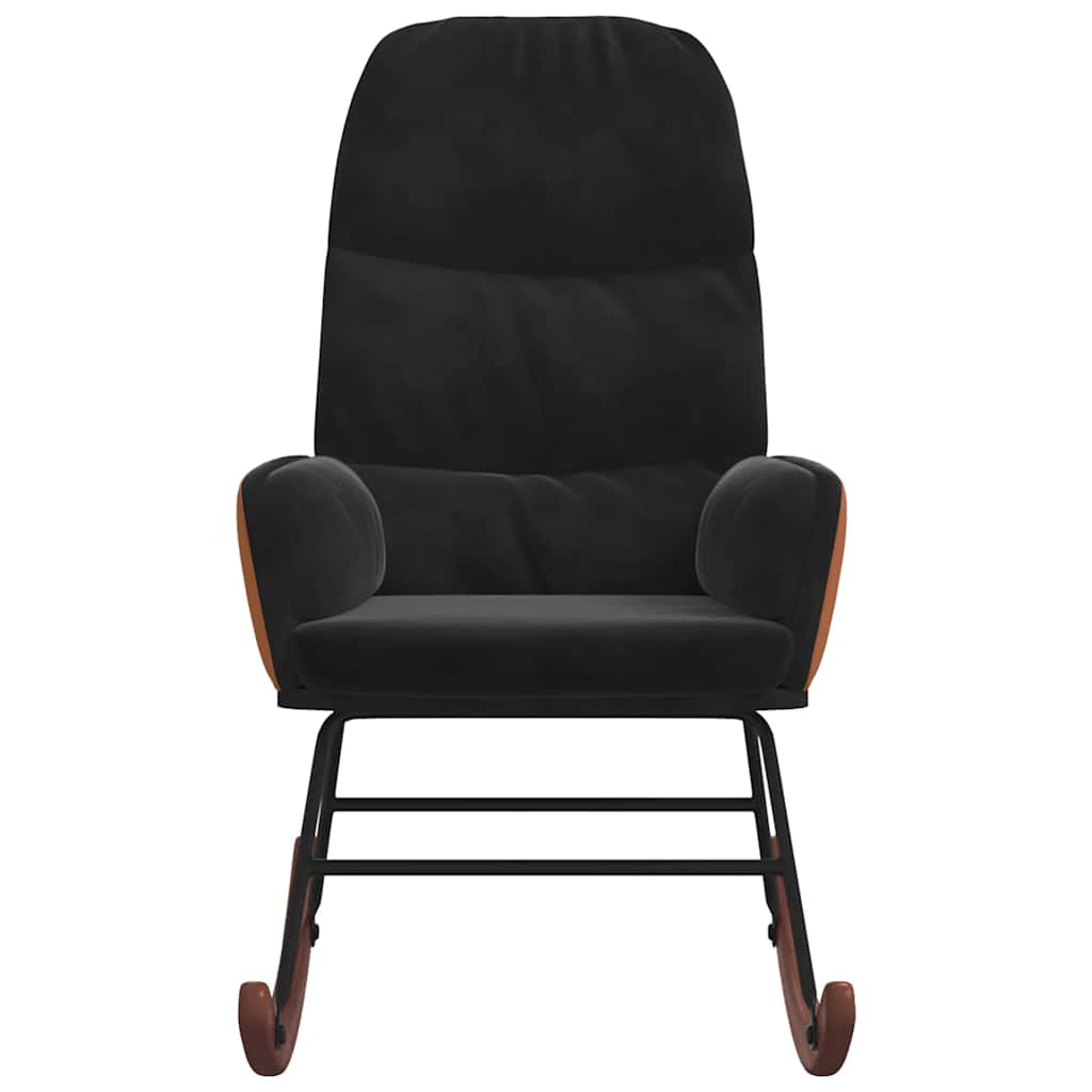 vidaXL Scaun balansoar, negru, catifea vidaXL Scaun balansoar, negru, catifea