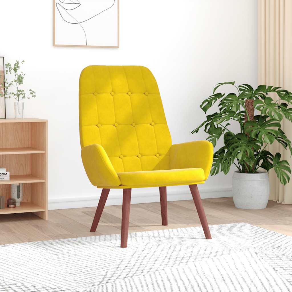 vidaXL Scaun de relaxare catifea galbena vidaXL Scaun de relaxare catifea galbena