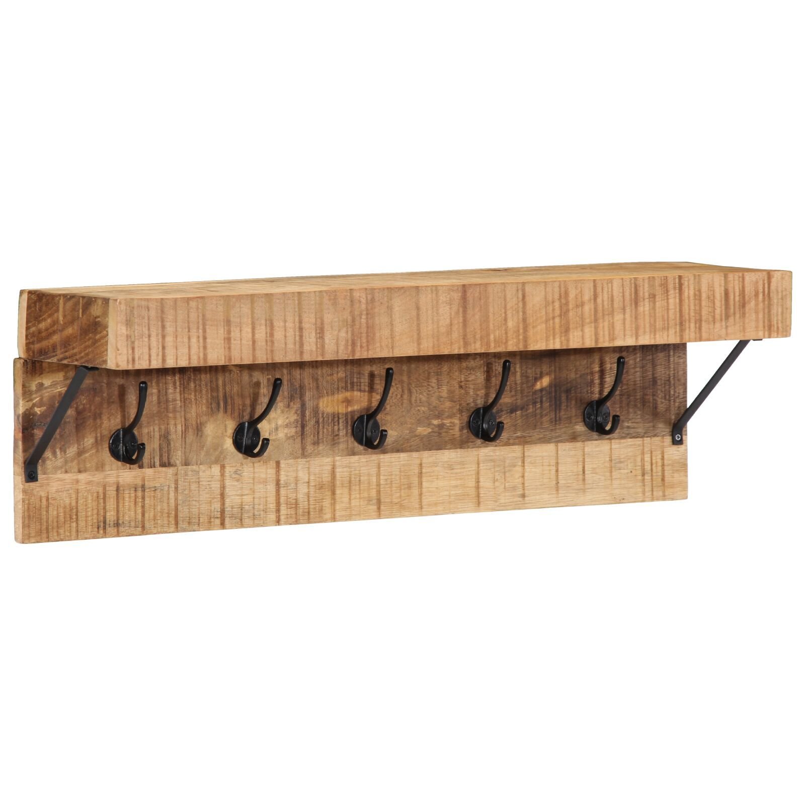 vidaXL Cuier cu raft de perete, lemn masiv de mango și metal vidaXL Cuier cu raft de perete, lemn masiv de mango și metal