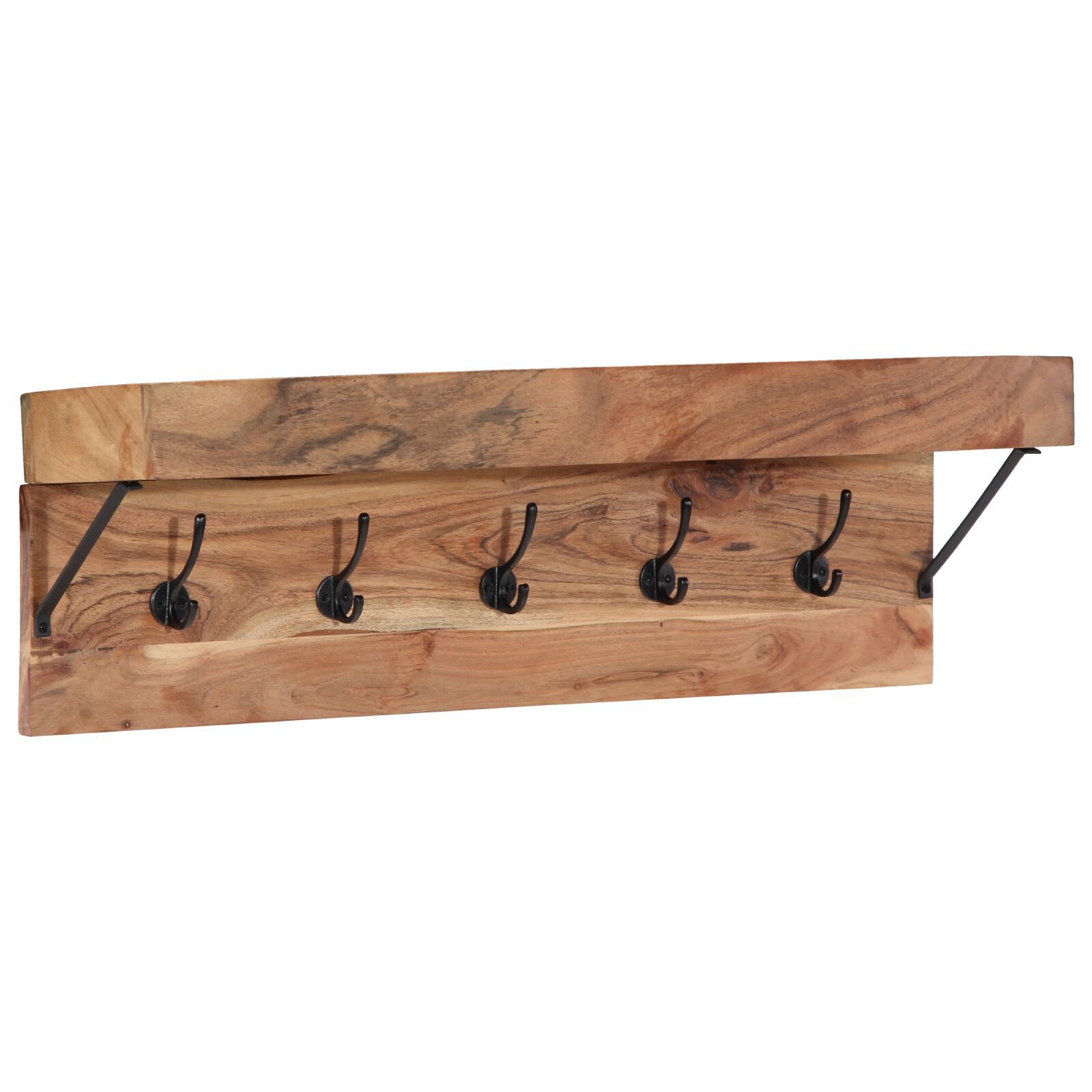 vidaXL Cuier cu raft de perete, lemn masiv de acacia și metal vidaXL Cuier cu raft de perete, lemn masiv de acacia și metal