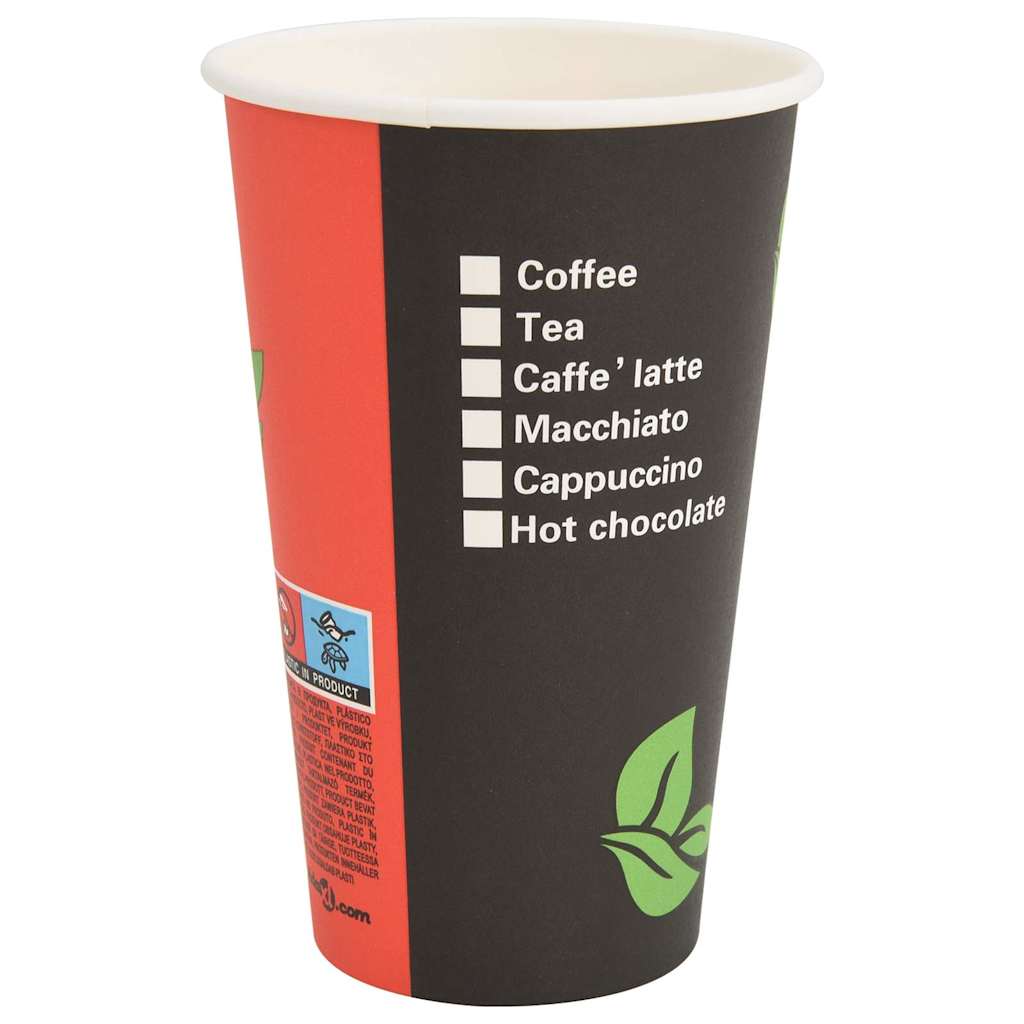 vidaXL Cești de cafea din hârtie 1000 buc 16 oz 400 ml roșu și negru vidaXL Cești de cafea din hârtie 1000 buc 16 oz 400 ml roșu și negru