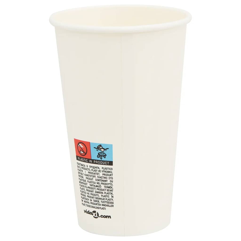 vidaXL Cești de cafea din hârtie 1000 buc 16oz 400ml alb