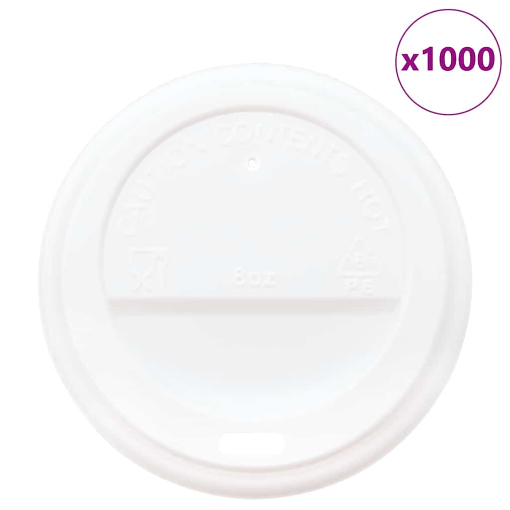 vidaXL Capace pentru ceași cafea din hârtie 8oz 1000 buc plastic alb vidaXL Capace pentru ceași cafea din hârtie 8oz 1000 buc plastic alb