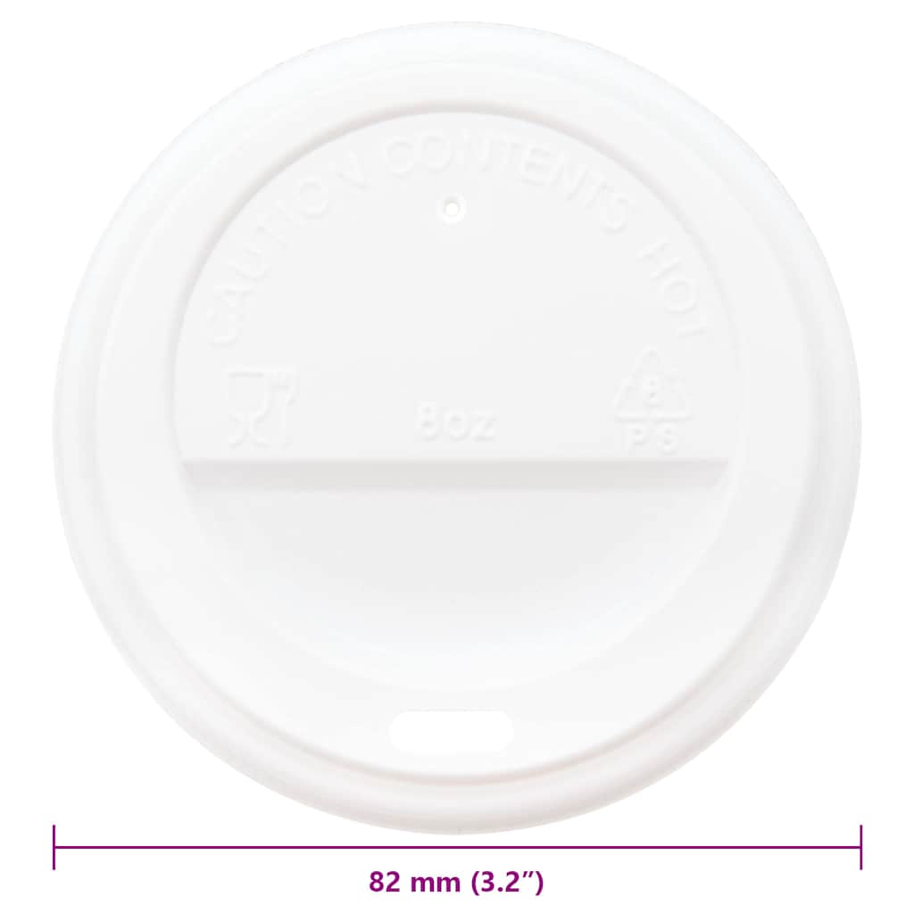 vidaXL Capace pentru ceași cafea din hârtie 8oz 1000 buc plastic alb vidaXL Capace pentru ceași cafea din hârtie 8oz 1000 buc plastic alb