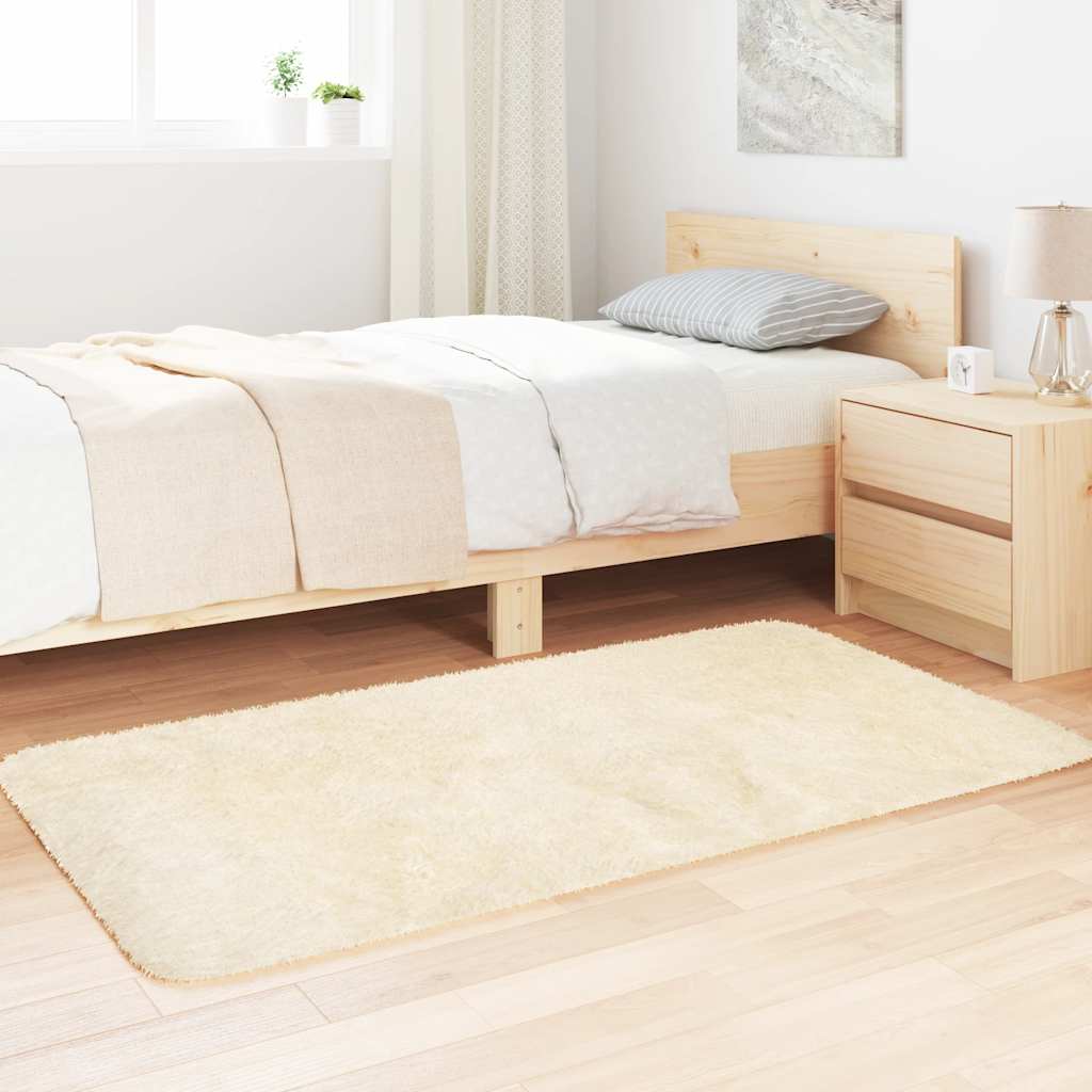 vidaXL Covor shaggy cu pom înalt, NAVARRA, crem, 80x150 cm, poliester