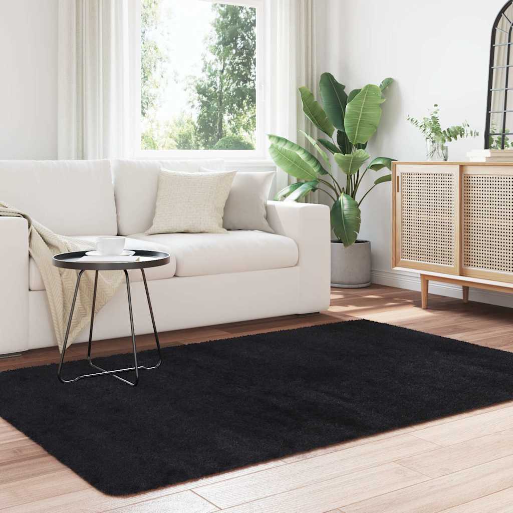 vidaXL Covor shaggy cu pom înalt, NAVARRA, negru, 130x200cm, poliester