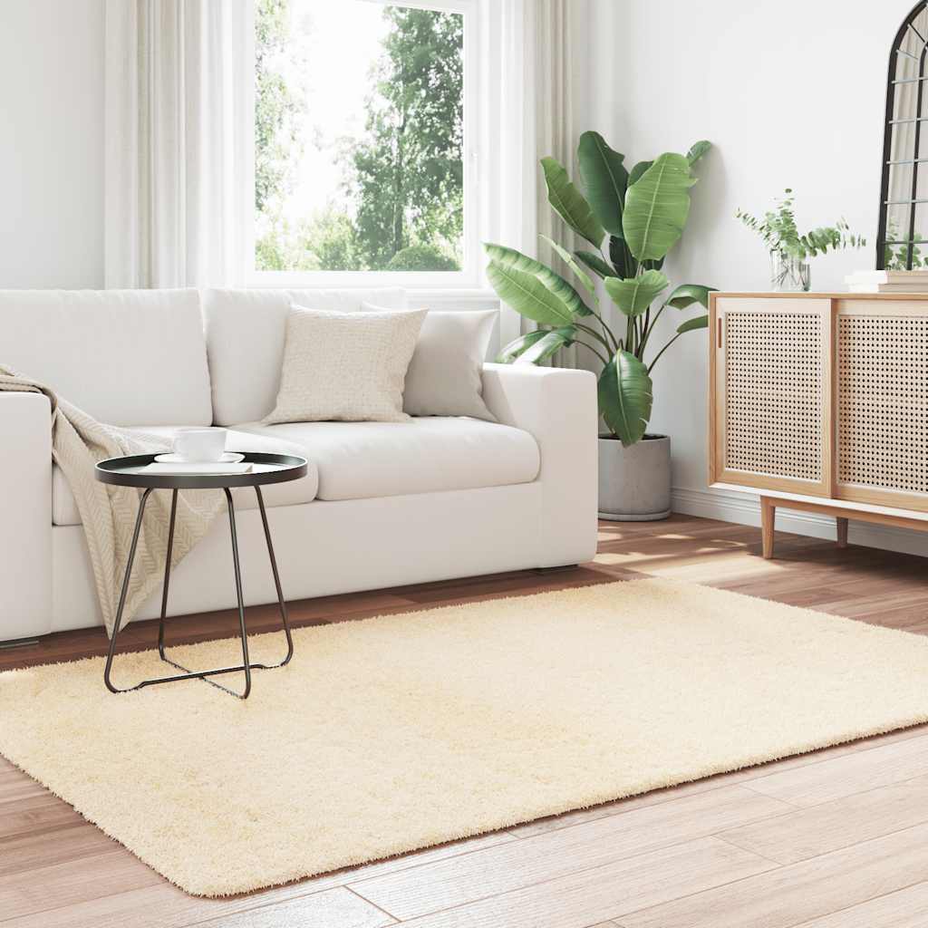 vidaXL Covor shaggy cu pom înalt, NAVARRA, crem, 130x200 cm, poliester