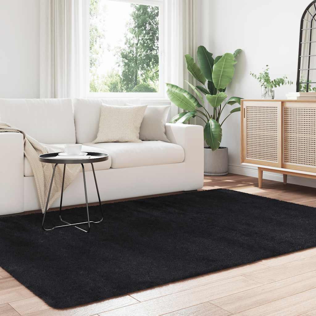 vidaXL Covor shaggy cu pom înalt, NAVARRA, negru, 160x230cm, poliester