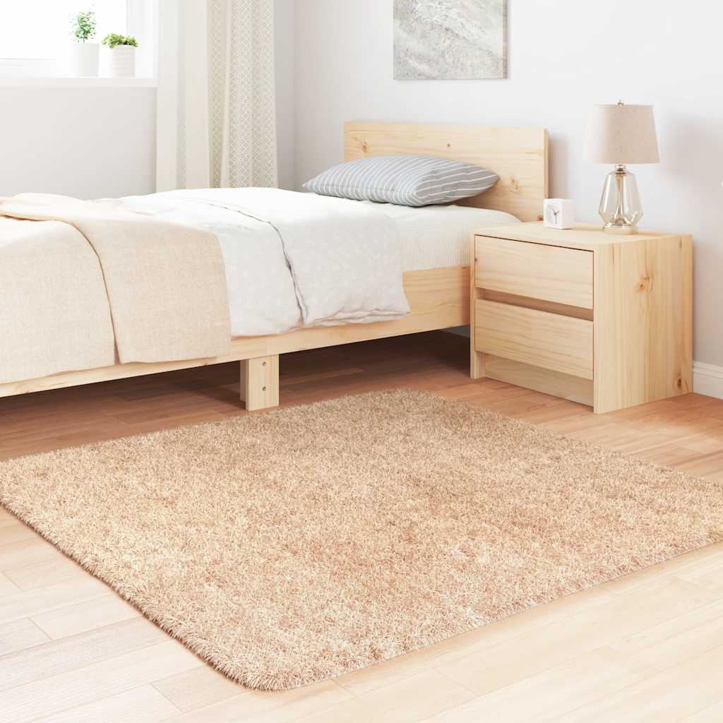 vidaXL Covor shaggy cu pom înalt, NAVARRA, bej, 120x120 cm, poliester