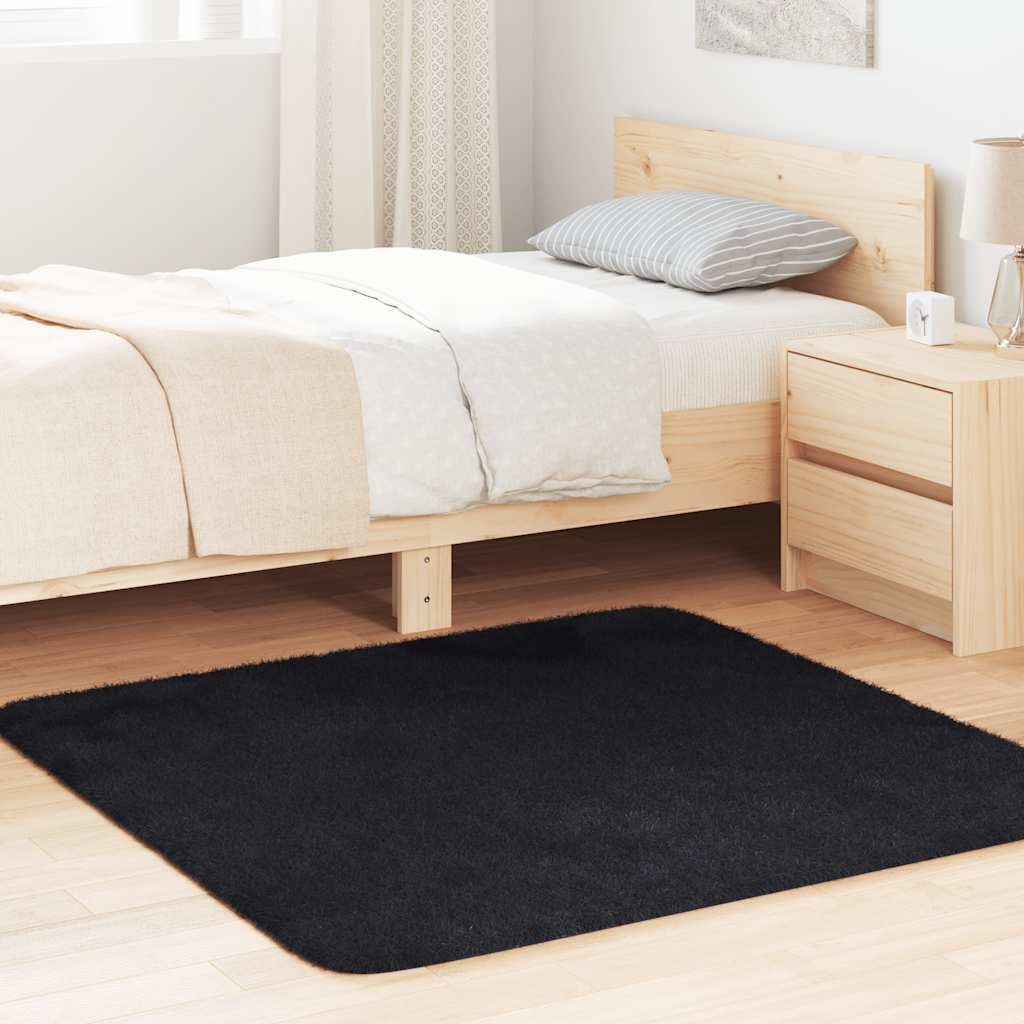 vidaXL Covor shaggy cu pom înalt, NAVARRA, negru, 120x120cm, poliester vidaXL Covor shaggy cu pom înalt, NAVARRA, negru, 120x120cm, poliester