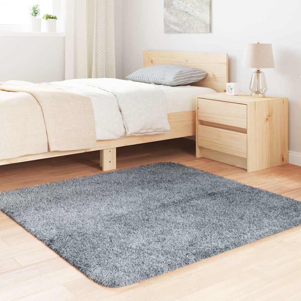 vidaXL Covor shaggy cu pom înalt, NAVARRA, gri argintiu, 120x120 cm