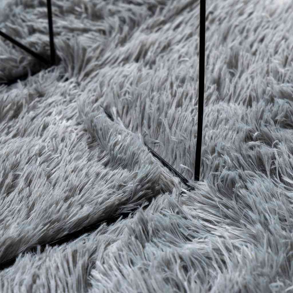 vidaXL Covor shaggy cu pom înalt, NAVARRA, gri argintiu, 120x120 cm