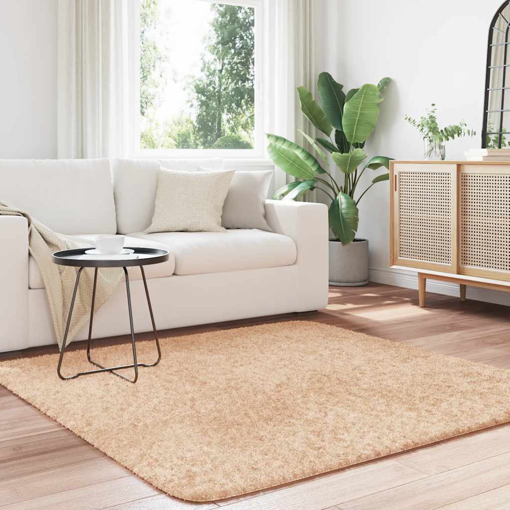 vidaXL Covor shaggy cu pom înalt, NAVARRA, bej, 160x160 cm, poliester