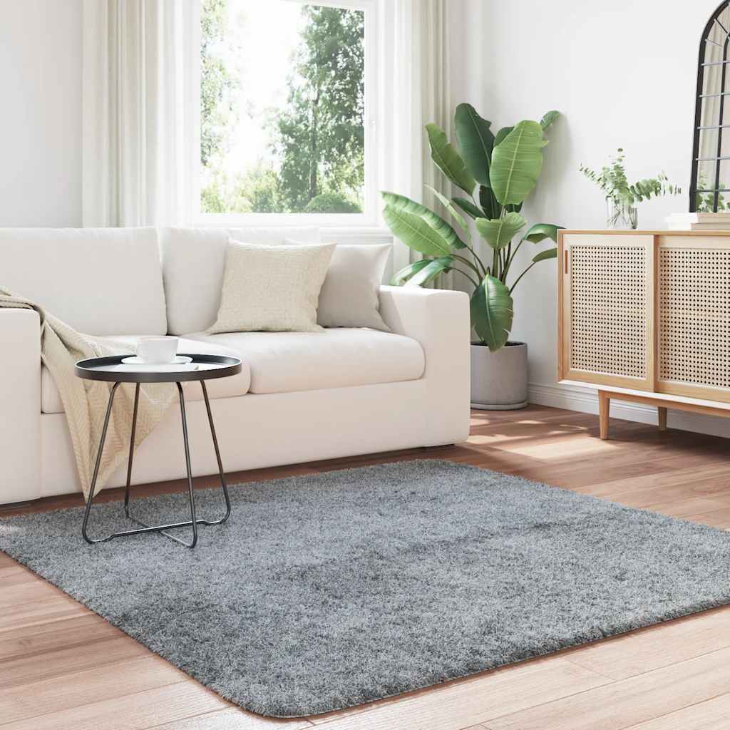 vidaXL Covor shaggy cu pom înalt, NAVARRA, gri argintiu, 160x160 cm
