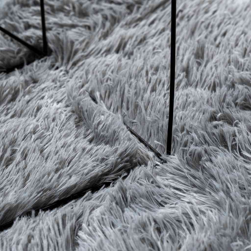 vidaXL Covor shaggy cu pom înalt, NAVARRA, gri argintiu, 160x160 cm