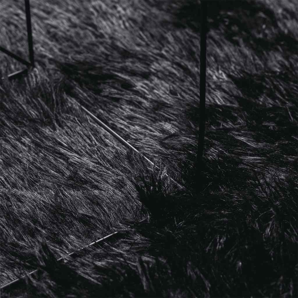 vidaXL Covor shaggy cu pom înalt, NAVARRA, negru, 200x200cm, poliester