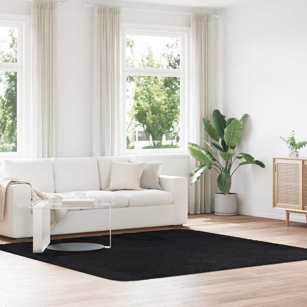 vidaXL Covor shaggy cu pom înalt, NAVARRA, negru, 240x240cm, poliester vidaXL Covor shaggy cu pom înalt, NAVARRA, negru, 240x240cm, poliester