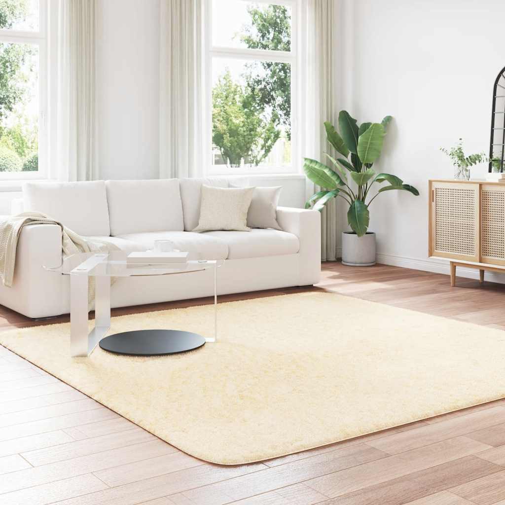 vidaXL Covor shaggy cu pom înalt, NAVARRA, crem, 240x240 cm, poliester