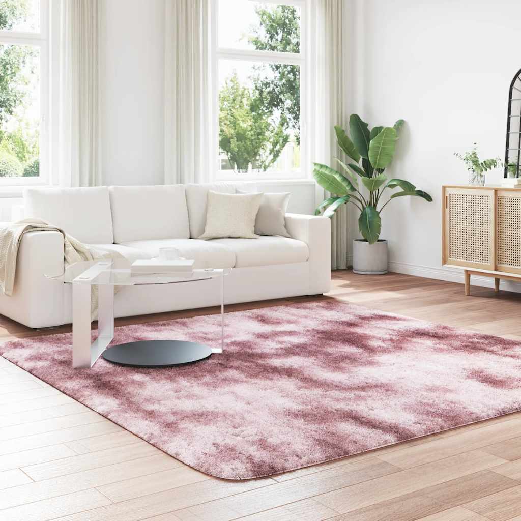 vidaXL Covor shaggy cu pom înalt, NAVARRA, roz praf, 240x240 cm