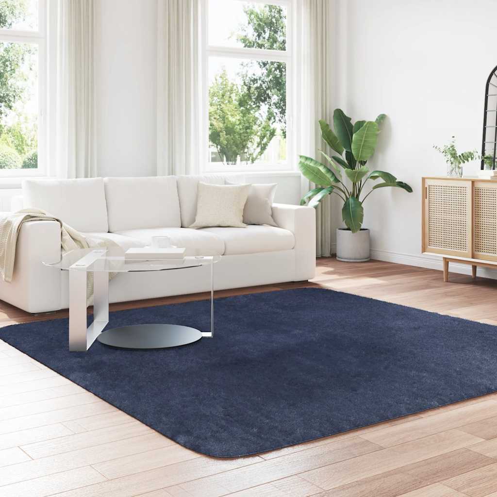vidaXL Covor shaggy cu pom înalt, NAVARRA, bleumarin, 240x240 cm