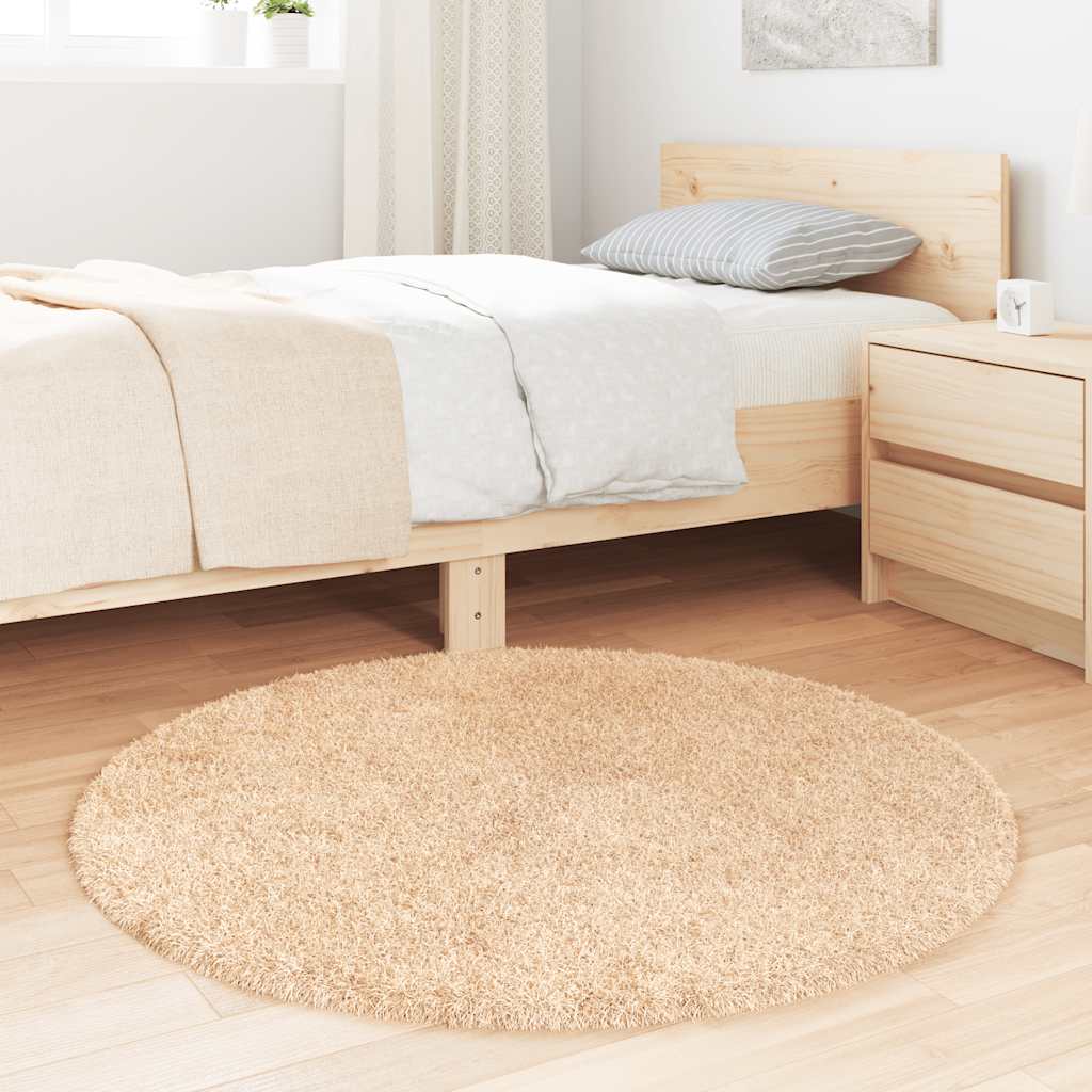 vidaXL Covor shaggy cu pom înalt, NAVARRA, bej, 100x100 cm, poliester