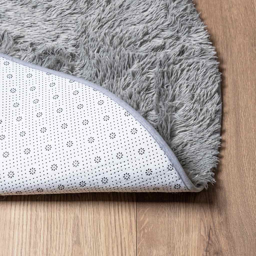 vidaXL Covor shaggy cu pom înalt, NAVARRA, gri argintiu, 100x100 cm