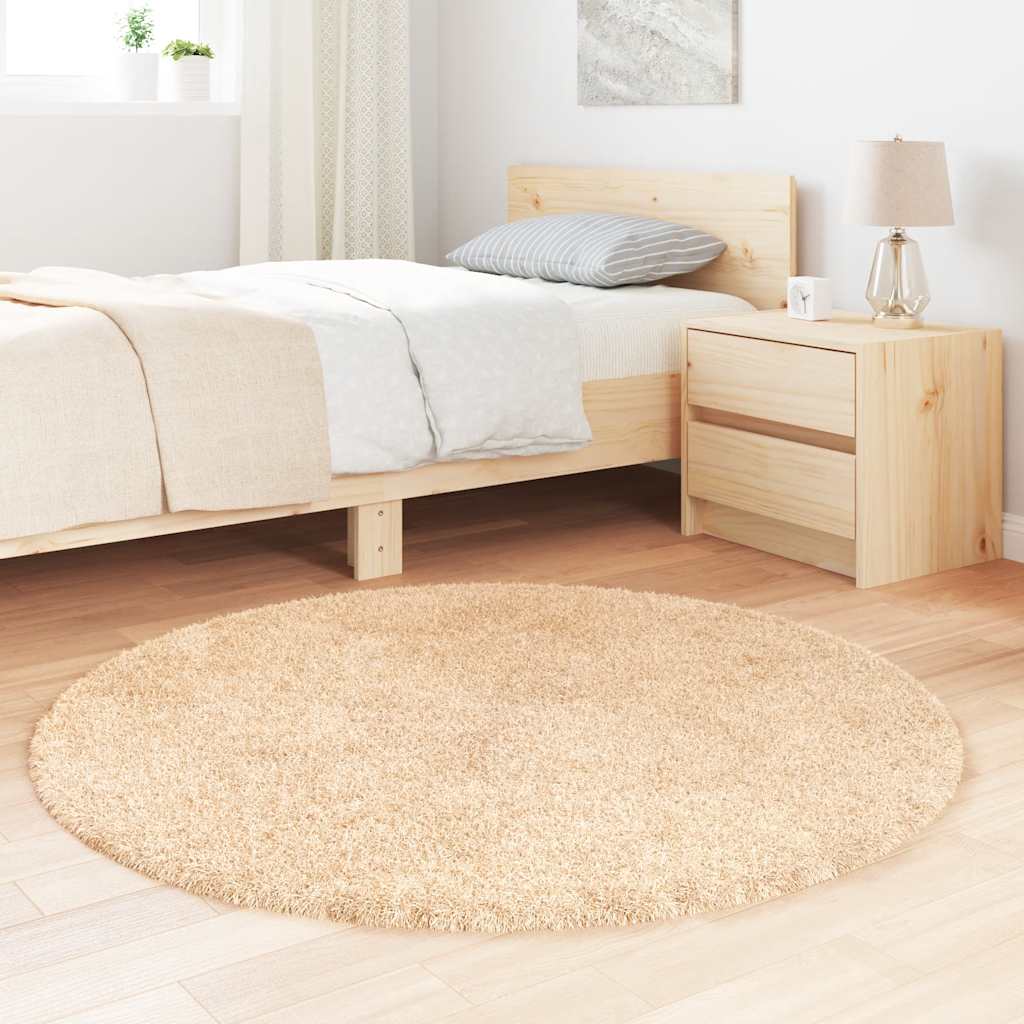 vidaXL Covor shaggy cu pom înalt, NAVARRA, bej, 120x120 cm, poliester