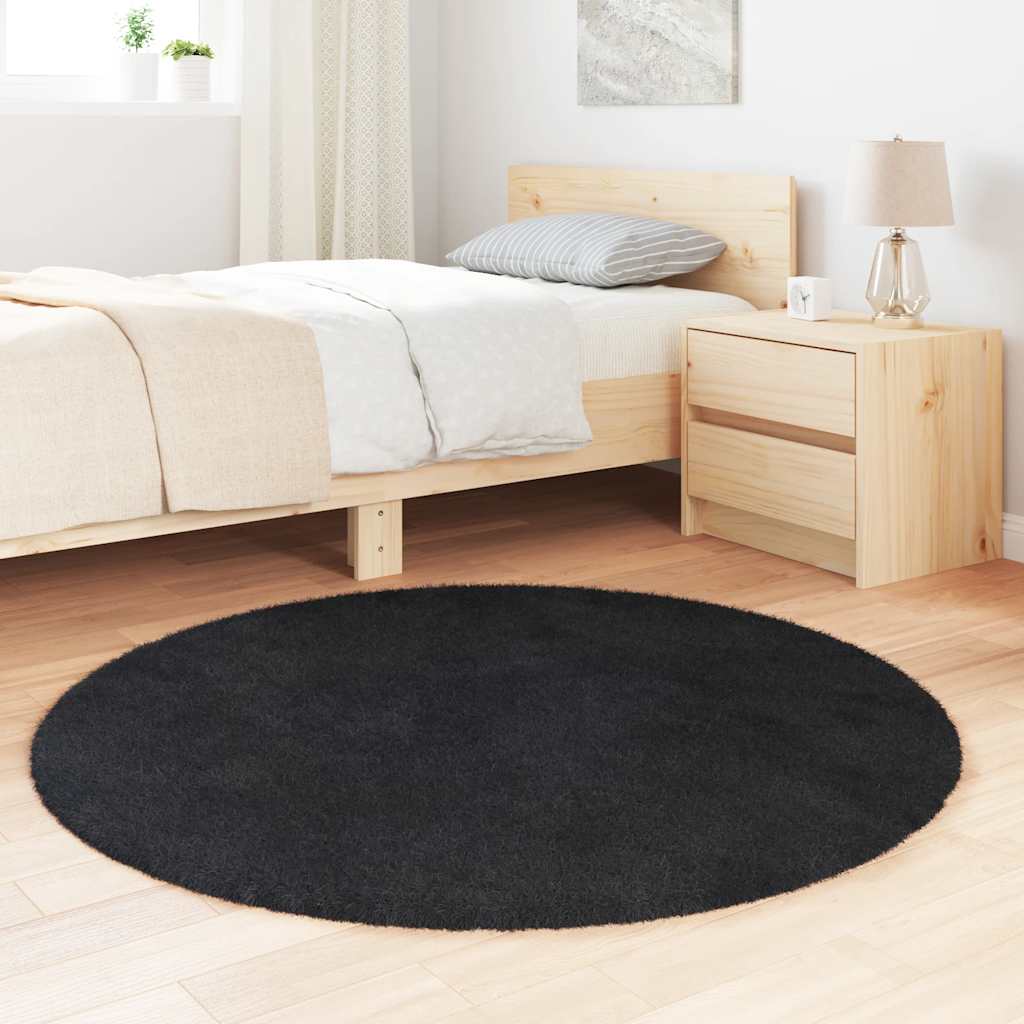 vidaXL Covor shaggy cu pom înalt, NAVARRA, negru, 120x120cm, poliester vidaXL Covor shaggy cu pom înalt, NAVARRA, negru, 120x120cm, poliester