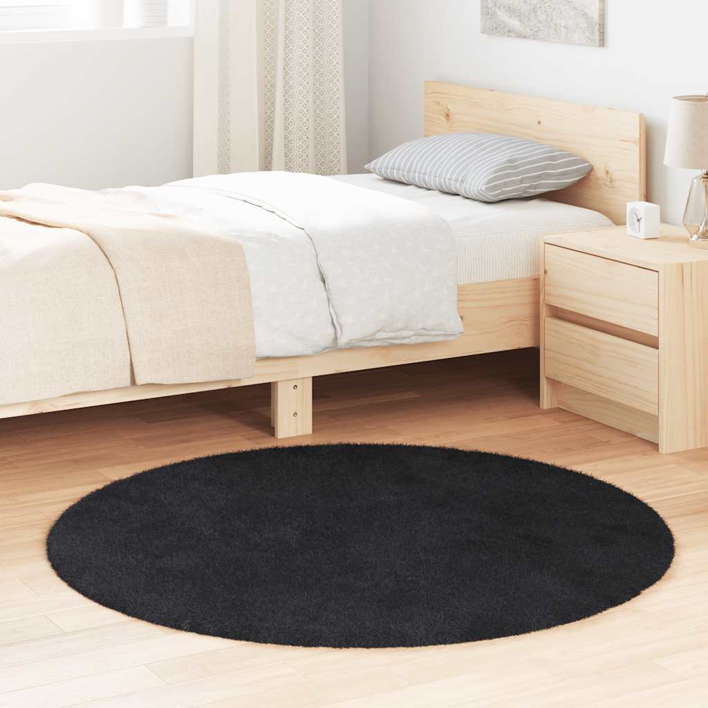 vidaXL Covor shaggy cu pom înalt, NAVARRA, negru, 120x120cm, poliester vidaXL Covor shaggy cu pom înalt, NAVARRA, negru, 120x120cm, poliester