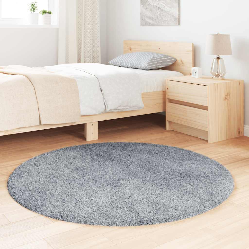 vidaXL Covor shaggy cu pom înalt, NAVARRA, gri argintiu, 120x120 cm