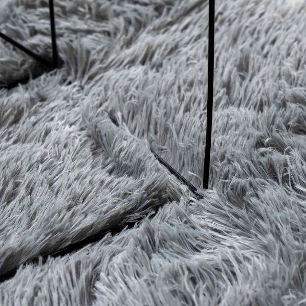 vidaXL Covor shaggy cu pom înalt, NAVARRA, gri argintiu, 120x120 cm