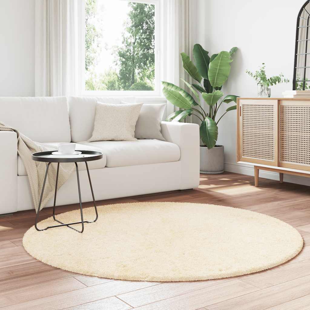 vidaXL Covor shaggy cu pom înalt, NAVARRA, crem, 160x160 cm, poliester