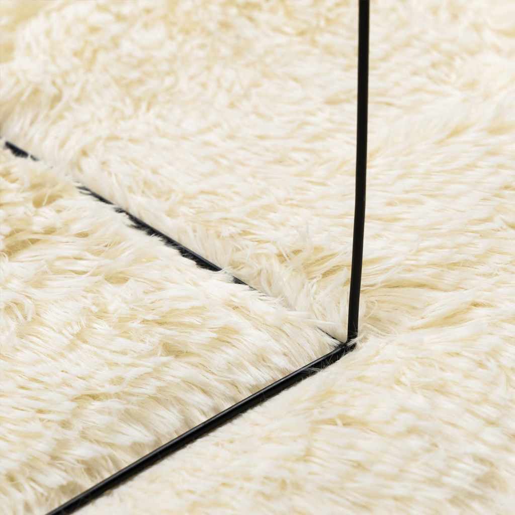 vidaXL Covor shaggy cu pom înalt, NAVARRA, crem, 160x160 cm, poliester