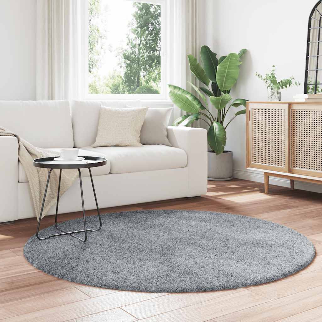 vidaXL Covor shaggy cu pom înalt, NAVARRA, gri argintiu, 160x160 cm